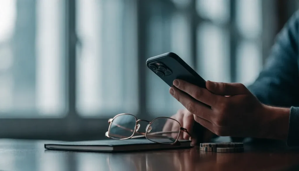UK player verifying slot availability using an obscured smartphone at a table