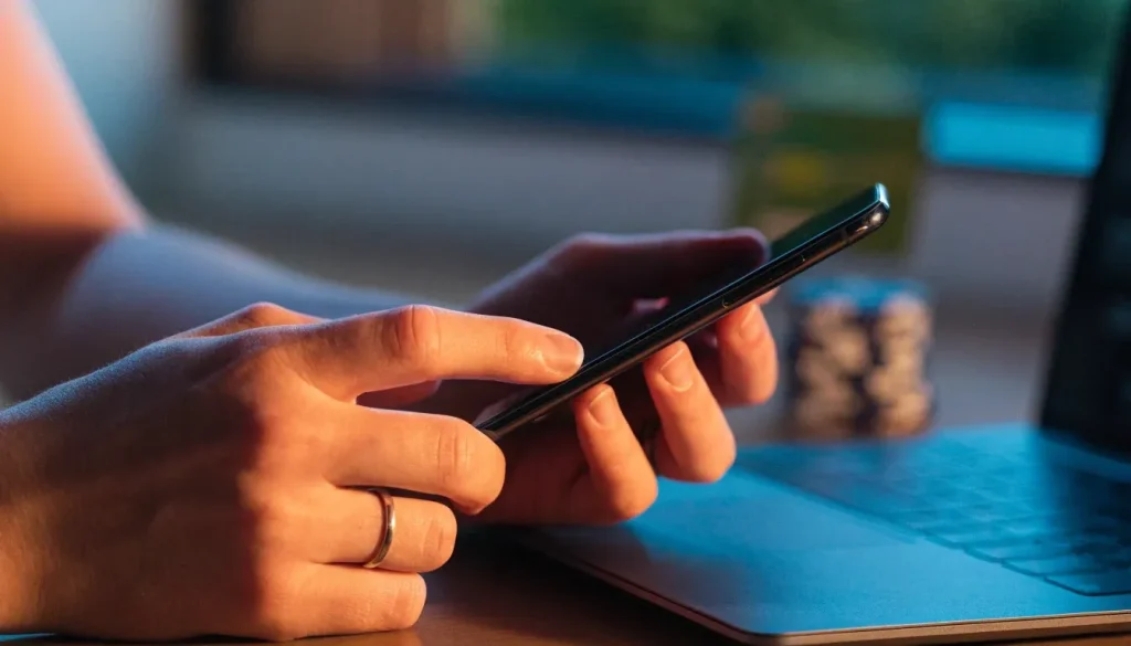 Player checking a secure online payment method at home