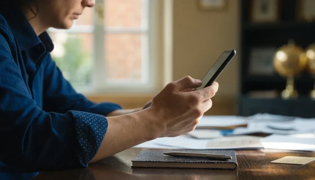 UK gambler checking e-cheque payment options at a desk