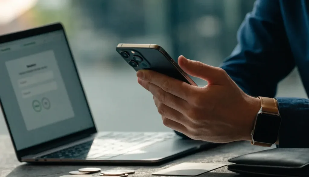 Person checking a payment withdrawal page before depositing at a UK casino
