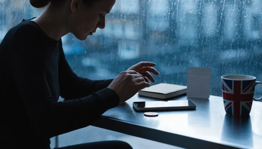 UK player discreetly checks USDC deposit options on a concealed smartphone