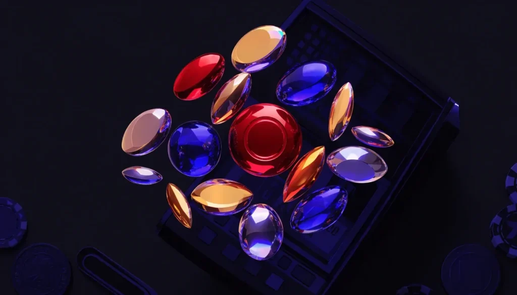 Cluster pays slots theme illustrated with glowing symbols and casino motifs