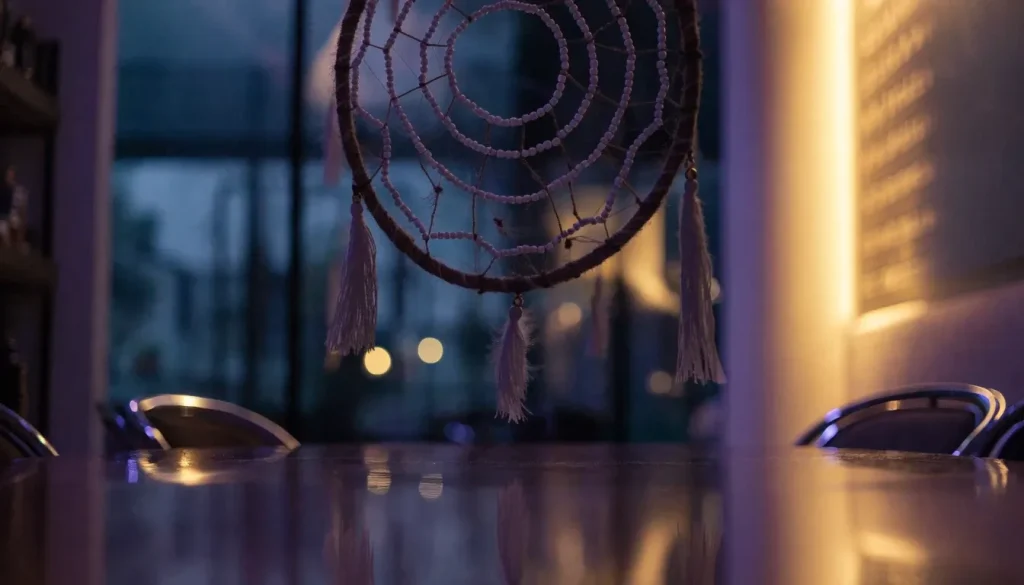 Dream catcher above a table in a premium UK casino lounge