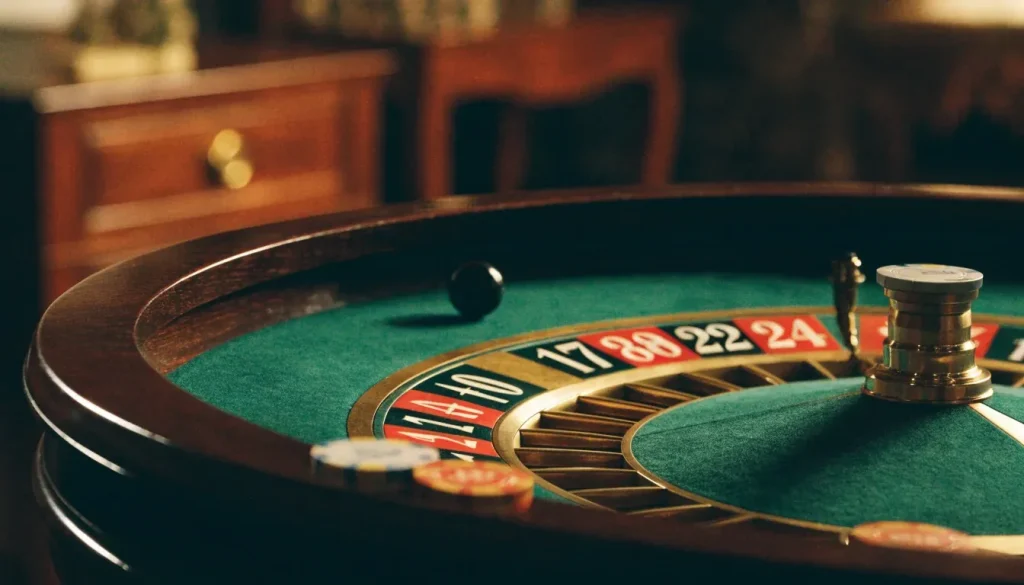 Close-up of an American roulette wheel highlighting the double-zero pocket